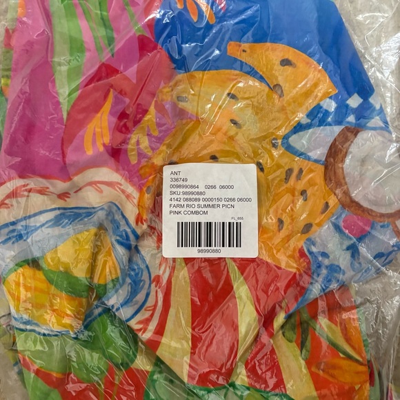 Farm Rio Summer Picnic Sleeveless V-Neck Midi Dress Size Medium NWT New - Picture 16 of 16